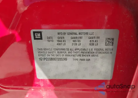 2014 Chevrolet Cruze 1Lt Auto z USA, uszkodzony, nr VIN 1G1PC5SB8E7205249